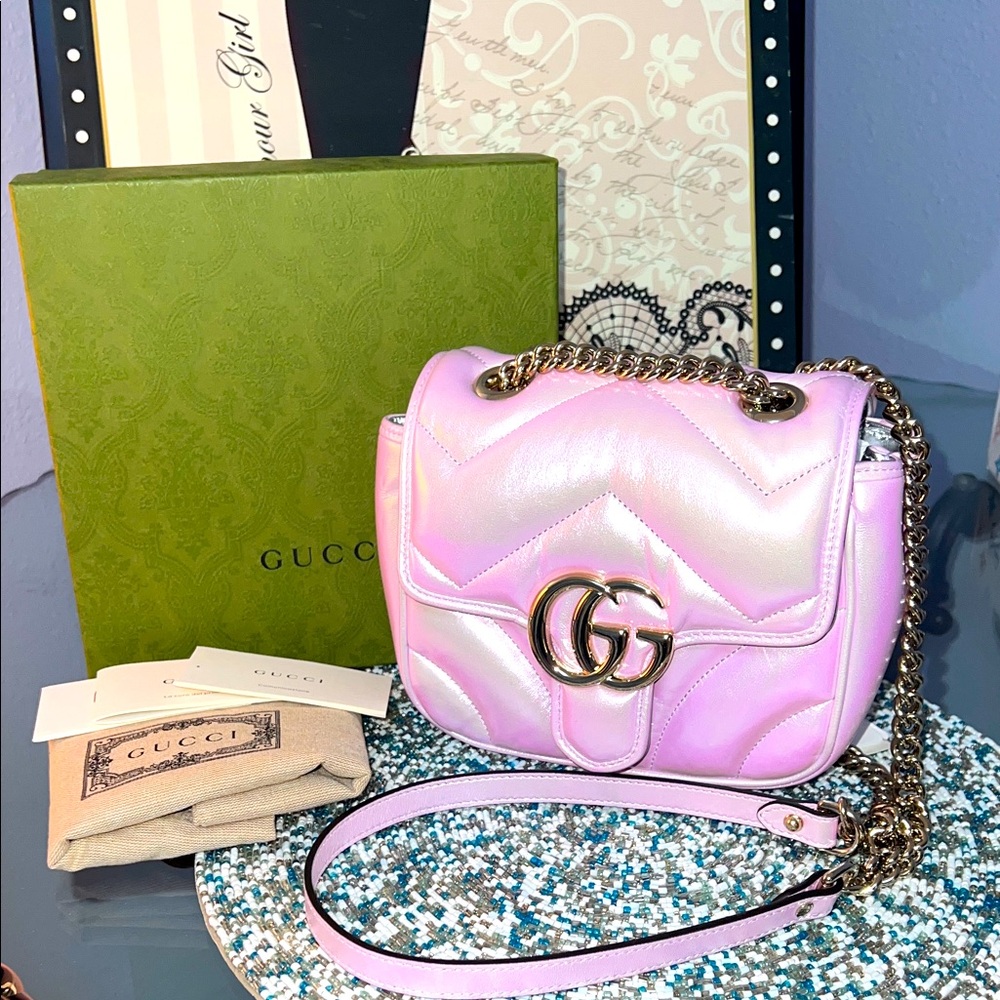 Gucci Mini Marmont Irridescent Pink